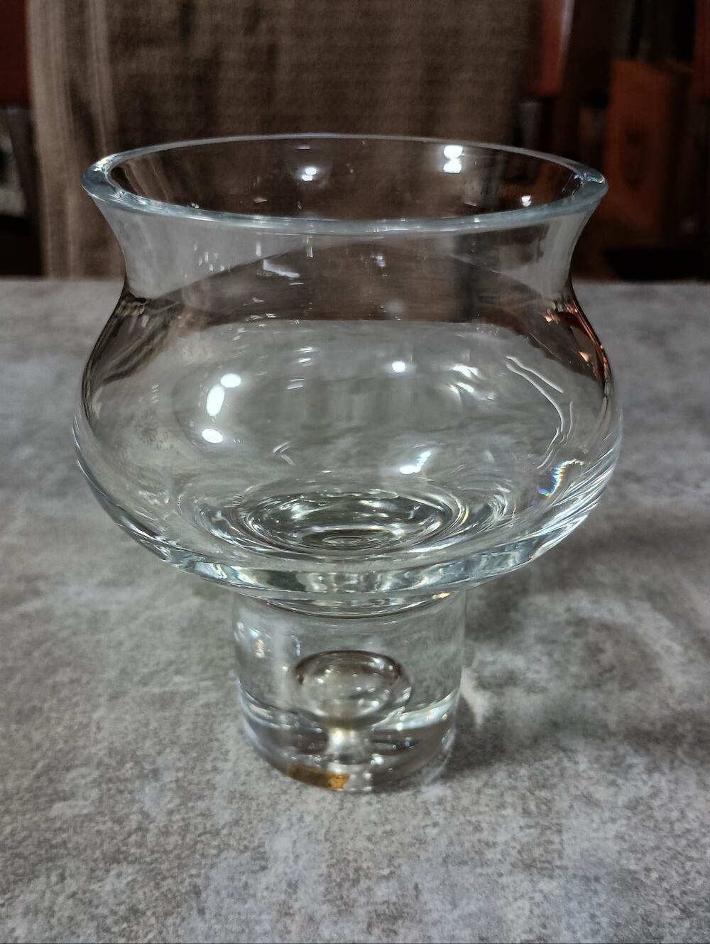 Crystal Candle Holder Krosno Poland Dansk Design Glass Controlled Bubble Base